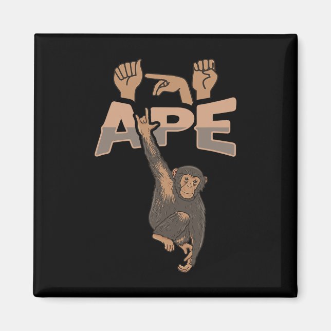 Ich liebe Affen ASL-Handgeste Gehörloser Hörverlus Magnet (Vorne)