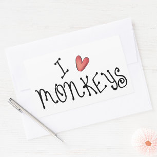 Ich liebe Affen Cute handgeschriebene Typografie Rechteckiger Aufkleber