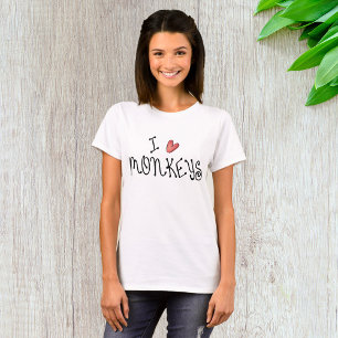 Ich liebe Affen süße handgeschriebene Typografie T-Shirt