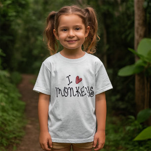 Ich liebe Affen, süße handgeschriebene Typografie T-Shirt