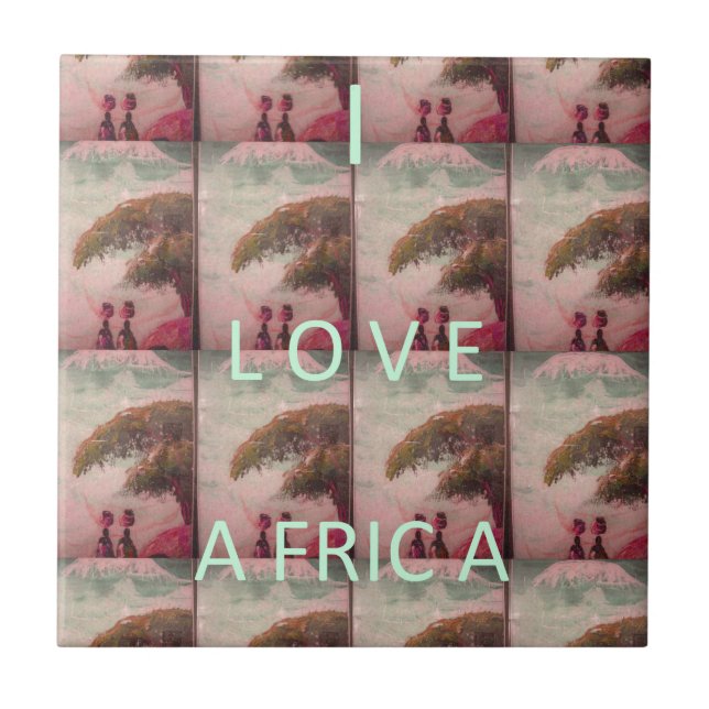 Ich liebe Afrika – Kulturelles Landschaftsmuster Fliese (Vorderseite)