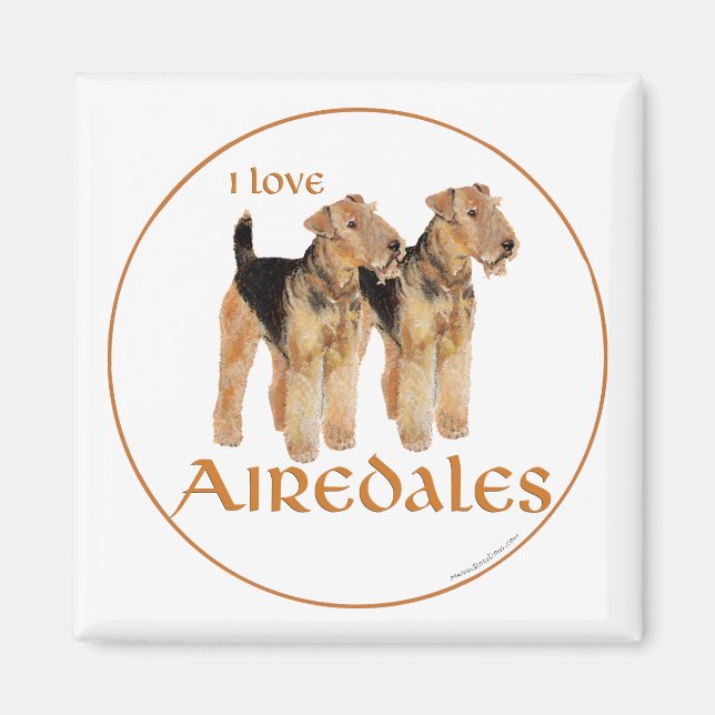 Ich liebe Airedales Magnet (Vorne)