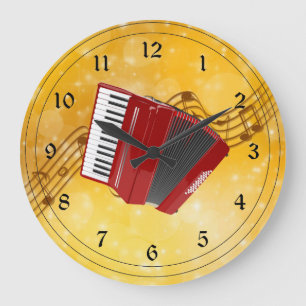 Ich liebe Akkordeon-Musik Große Wanduhr