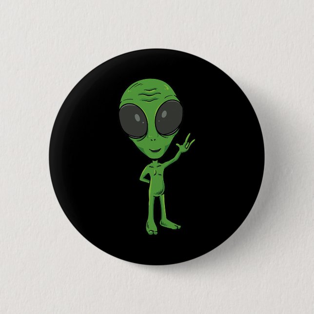 Ich liebe Alien ASL-Handgeste Gehörlos Hörverlust  Button (Vorderseite)