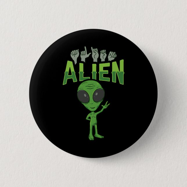 Ich liebe Alien-Asl-Handgeste Gehörloser Hörverlus Button (Vorderseite)