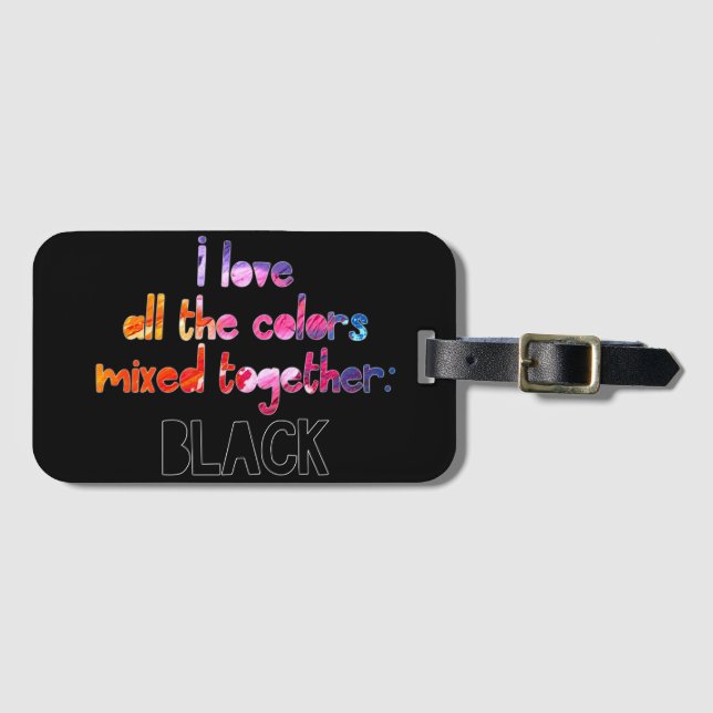 Ich Liebe alle Farben zusammen schlicht schwarz Gepäckanhänger (Vorderseite (Horizontal))