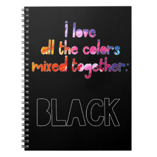 Ich Liebe alle Farben zusammen schlicht schwarz Notizblock