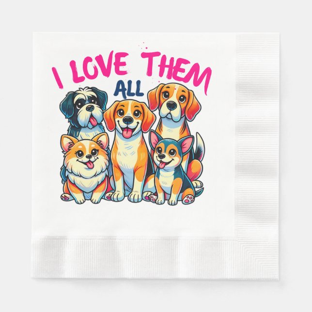 Ich Liebe alle Hundehalter Pet Lover Serviette (Vorderseite)
