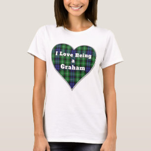 Ich Liebe als Graham Clan Tartan Kariertes Herz T-Shirt