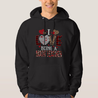 Ich Liebe als Mathematiklehrer Red Kariert Hearts  Hoodie