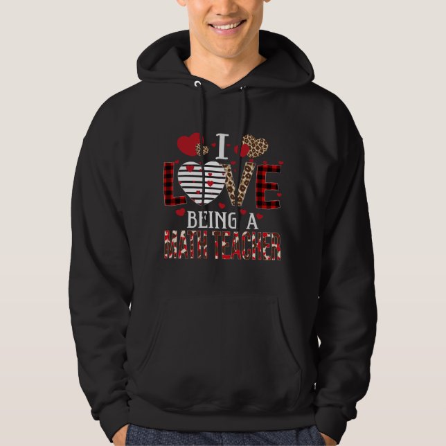 Ich Liebe als Mathematiklehrer Red Kariert Hearts  Hoodie (Vorderseite)