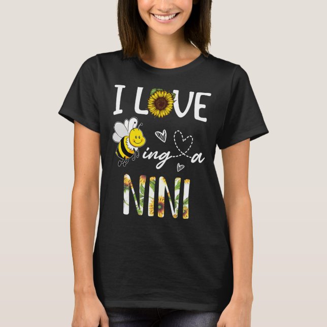 Ich Liebe als Nini-Sonnenblume, Muttertag T-Shirt (Vorderseite)