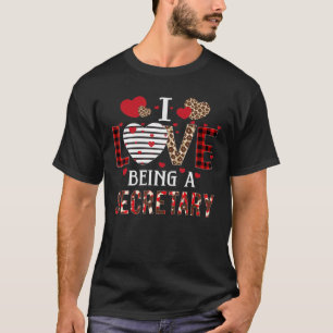 Ich Liebe als Sekretärin des Karierten Roten Herze T-Shirt