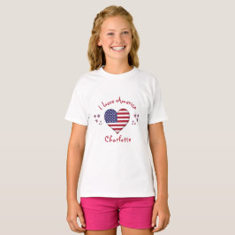 Ich Liebe Amerika, Flagge mit Namen, T-Shirt