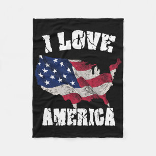 Ich liebe Amerika USA 4. Juli Geschenk Fleecedecke