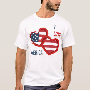 Ich liebe Amerika USA-Flagge Herz Patriotisches T- T-Shirt