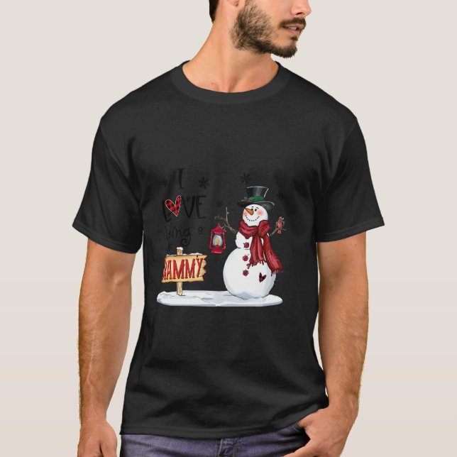 Ich Liebe, Ammy Snowman Weihnachten Niedlichen Oma T-Shirt (Vorderseite)