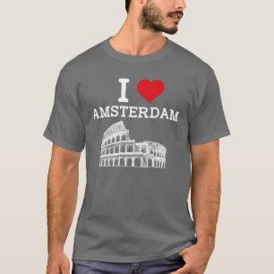 Ich liebe Amsterdam Colosseum Herz Flagge Niederla T-Shirt