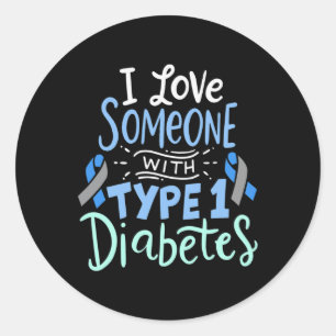 Ich Liebe an jemanden mit Typ-1-Diabetes 2 Runder Aufkleber
