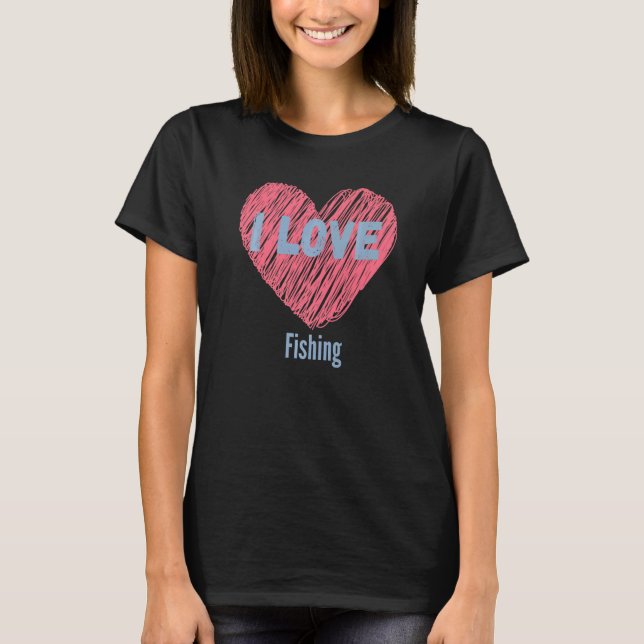 Ich liebe Angel-Herzbild Hobby oder Hobbyist T-Shirt (Vorderseite)
