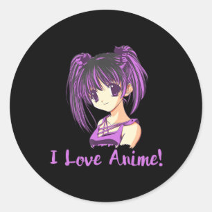 Ich Liebe Anime! Anime Girl otaku Manga Runder Aufkleber