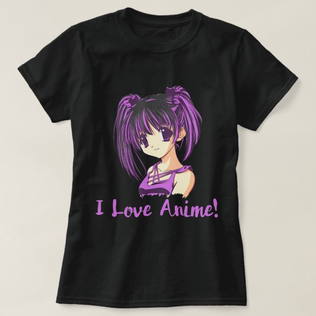 Ich Liebe Anime! Anime Girl otaku Manga T-Shirt (Design vorne)
