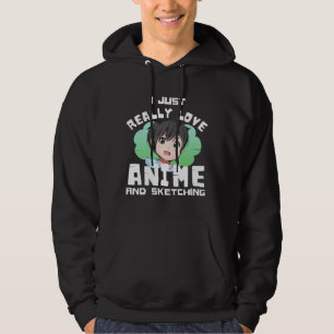 ICH LIEBE ANIME UND SKIZZEN REICHLICH HOODIE