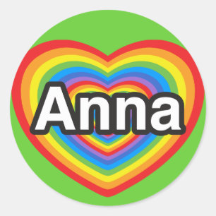 Ich liebe Anna. Ich liebe dich Anna. Herz Runder Aufkleber