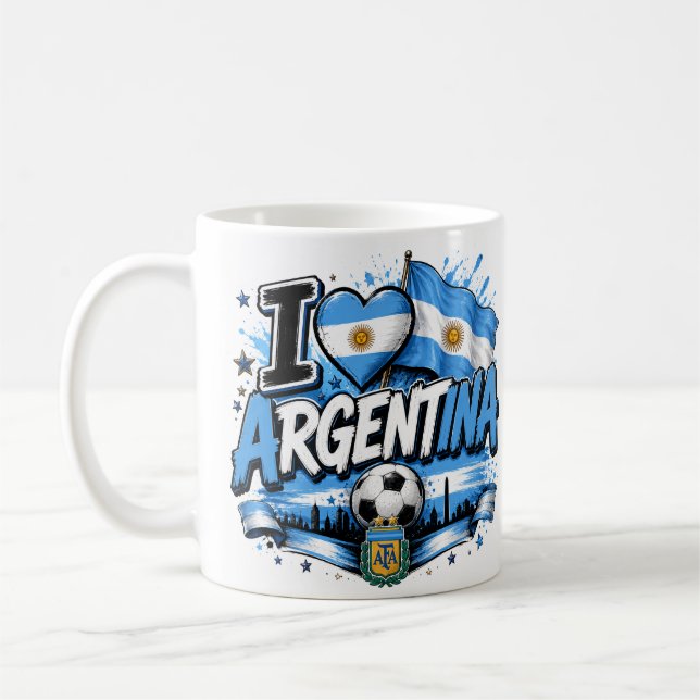 Ich liebe Argentinien Fußball-Design | Argentinien Kaffeetasse (Links)