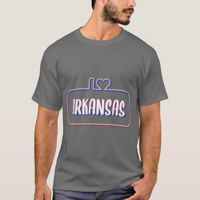 Ich liebe Arkansas Farbiger Text T-Shirt (Vorderseite)