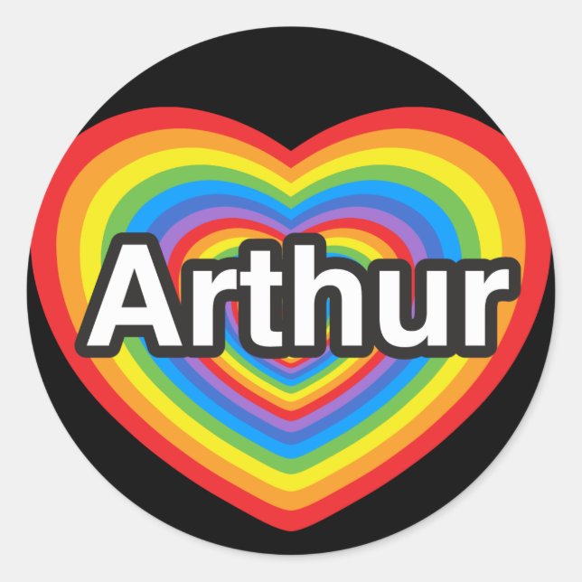 Ich Liebe Arthur. Ich Liebe dir Arthur. Herz Runder Aufkleber (Vorderseite)