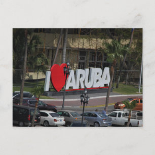 "Ich liebe Aruba"-Schild, Fotografie, Postkarte