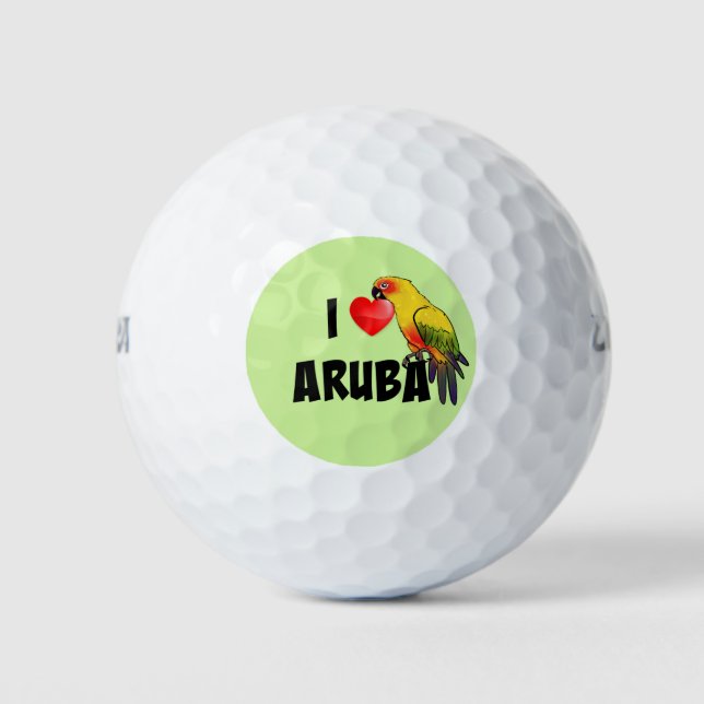 Ich Liebe Aruba Textdesign mit Parrot Golfball (Vorderseite)