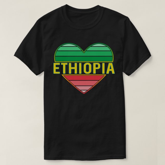 Ich Liebe Äthiopien, äthiopisches Herz T-Shirt (Design vorne)