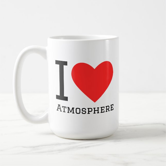 Ich liebe Atmosphäre quadratischer Aufkleber Kaffeetasse (Links)