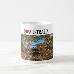 Ich liebe Australien Weihnachten Känguru Koala BBQ Kaffeetasse
