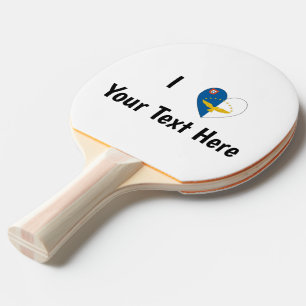 Ich liebe (Azoren-Flagge Herz) Personalisiert Tischtennis Schläger