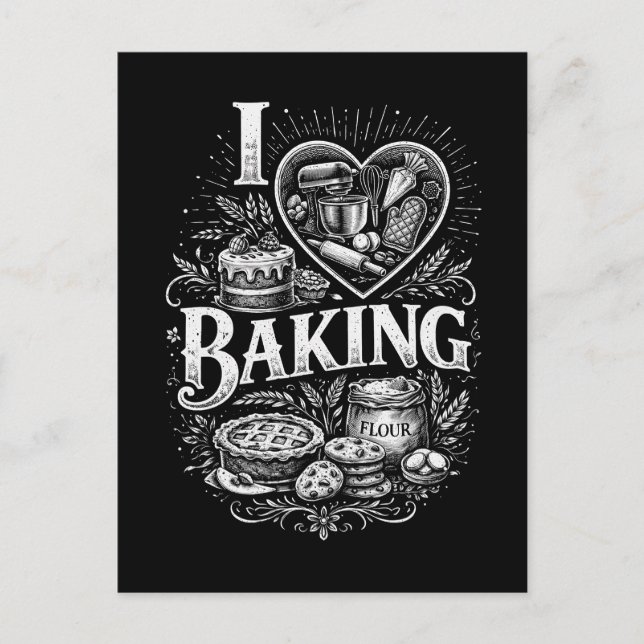 Ich liebe Backen Postkarte (Vorderseite)