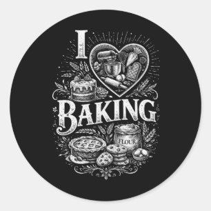 Ich liebe Backen Runder Aufkleber