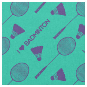 Ich Liebe Badminton auf Minzgrün Stoff