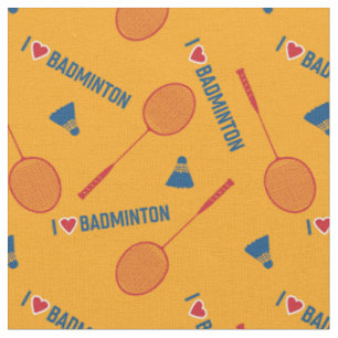 Ich Liebe Badminton mit Raketen auf Orange Stoff