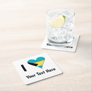 Ich liebe (Bahamas-Flagge Herz) Personalisiert Rechteckiger Pappuntersetzer
