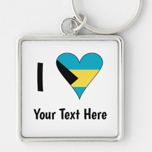 Ich liebe (Bahamas-Flagge Herz) Personalisiert Schlüsselanhänger