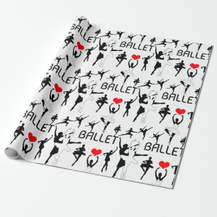 Ich Liebe Ballettmuster. Black Ballet Tänzer Geschenkpapier