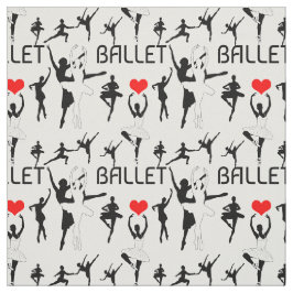 Ich Liebe Ballettmuster. Black Ballet Tänzer Stoff