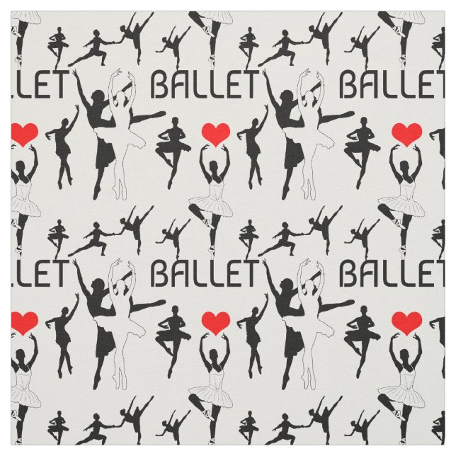 Ich Liebe Ballettmuster. Black Ballet Tänzer Stoff (Muster)