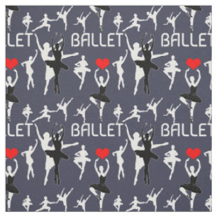 Ich Liebe Ballettmuster. White Ballet Tänzer Stoff