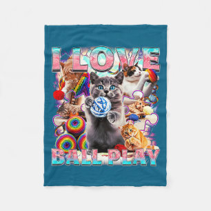 Ich liebe Ballspiel süße Katzen Rolle aus Wolle Ki Fleecedecke