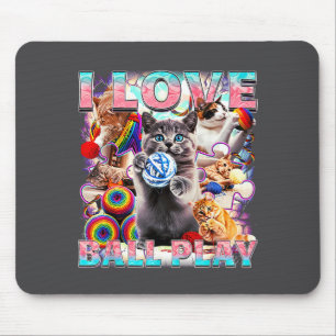 Ich liebe Ballspiel süße Katzen Rolle aus Wolle Ki Mousepad