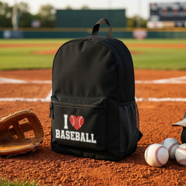 Ich liebe Baseball Bedruckter Rucksack (I Love Baseball Backpack)